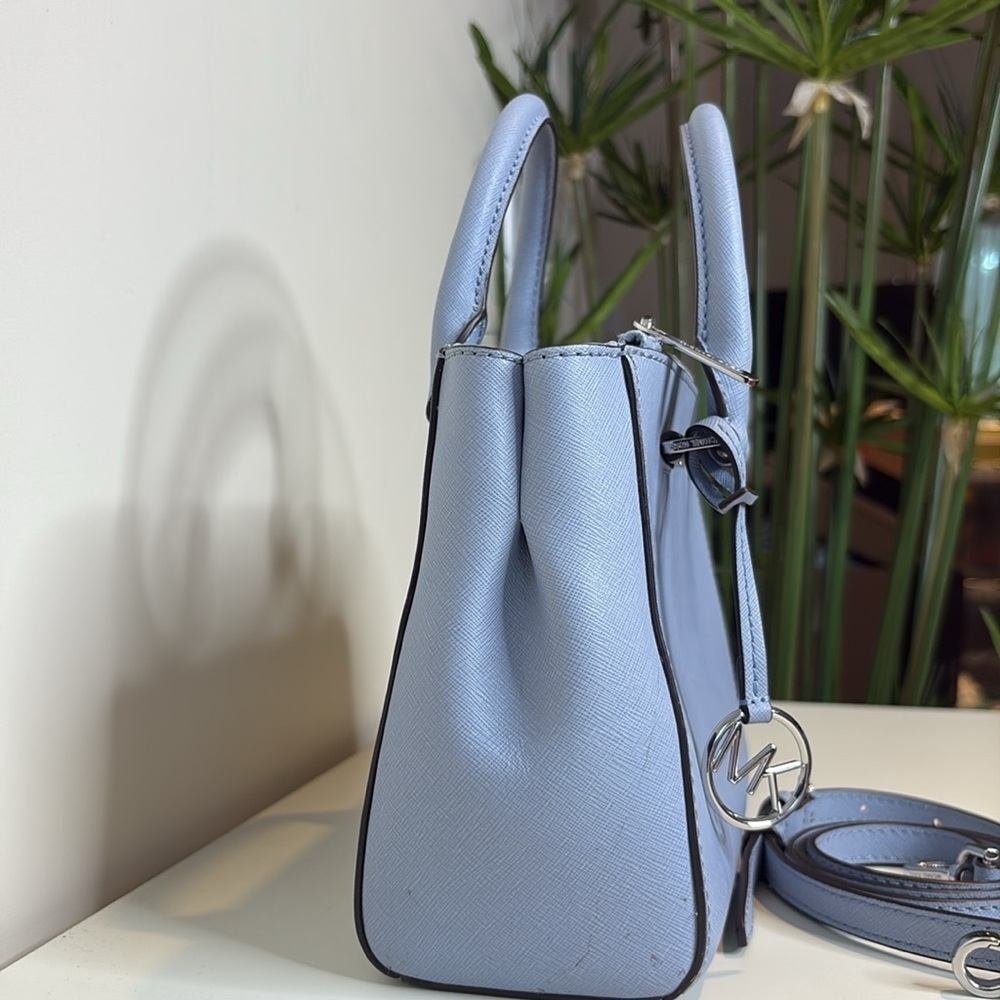 Michael Kors | Blue Sutton Saffiano Leather Removable Crossbody Satchel Bag - Picture 8 of 17